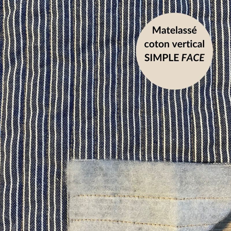 Striped Quilted Cotton RAYUS Navy Blue / White